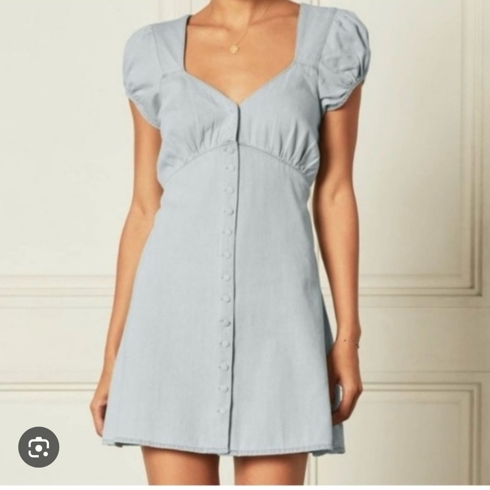 Boyish Light Blue Button-Front Mini Dress Size Medium